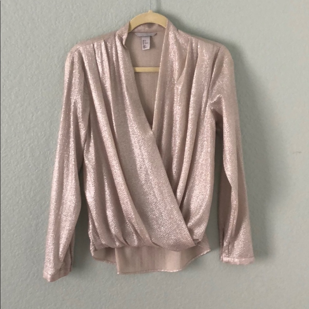 H&M silver long sleeve blouse